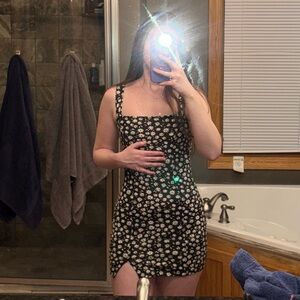 Black and White Floral Mini Dress